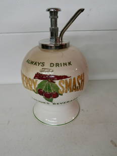 Fowler's Cherry Smash Syrup Dispenser: 15" Tall x 9" Round