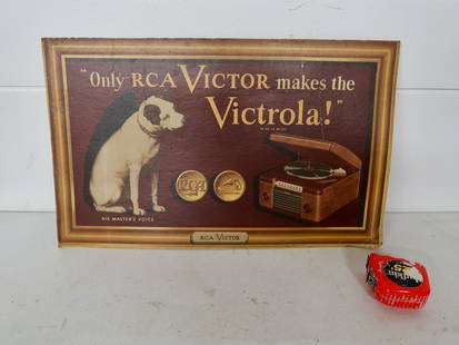 RCA Victor Maker the Victrola Countertop Cardboard Advertisement: 25" x 15" tall