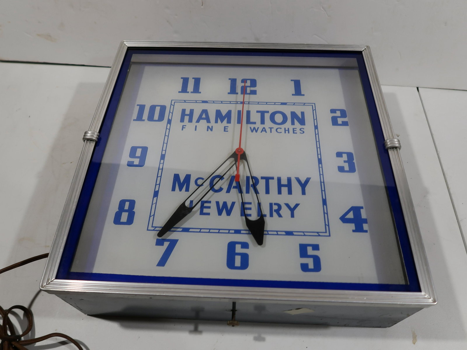 Hamilton Fine Watch Lite Up Sign: 15 1/2" inches square for McCarthy Jewelry
