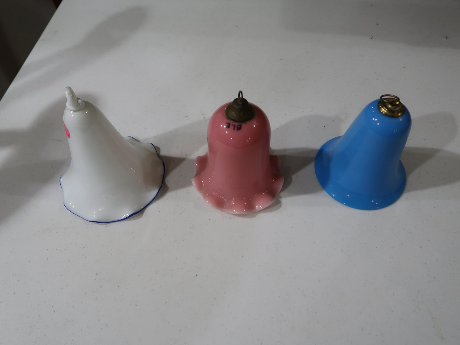 3 Victorian Hanging Lamp Smoke Bells: Tallest 7"