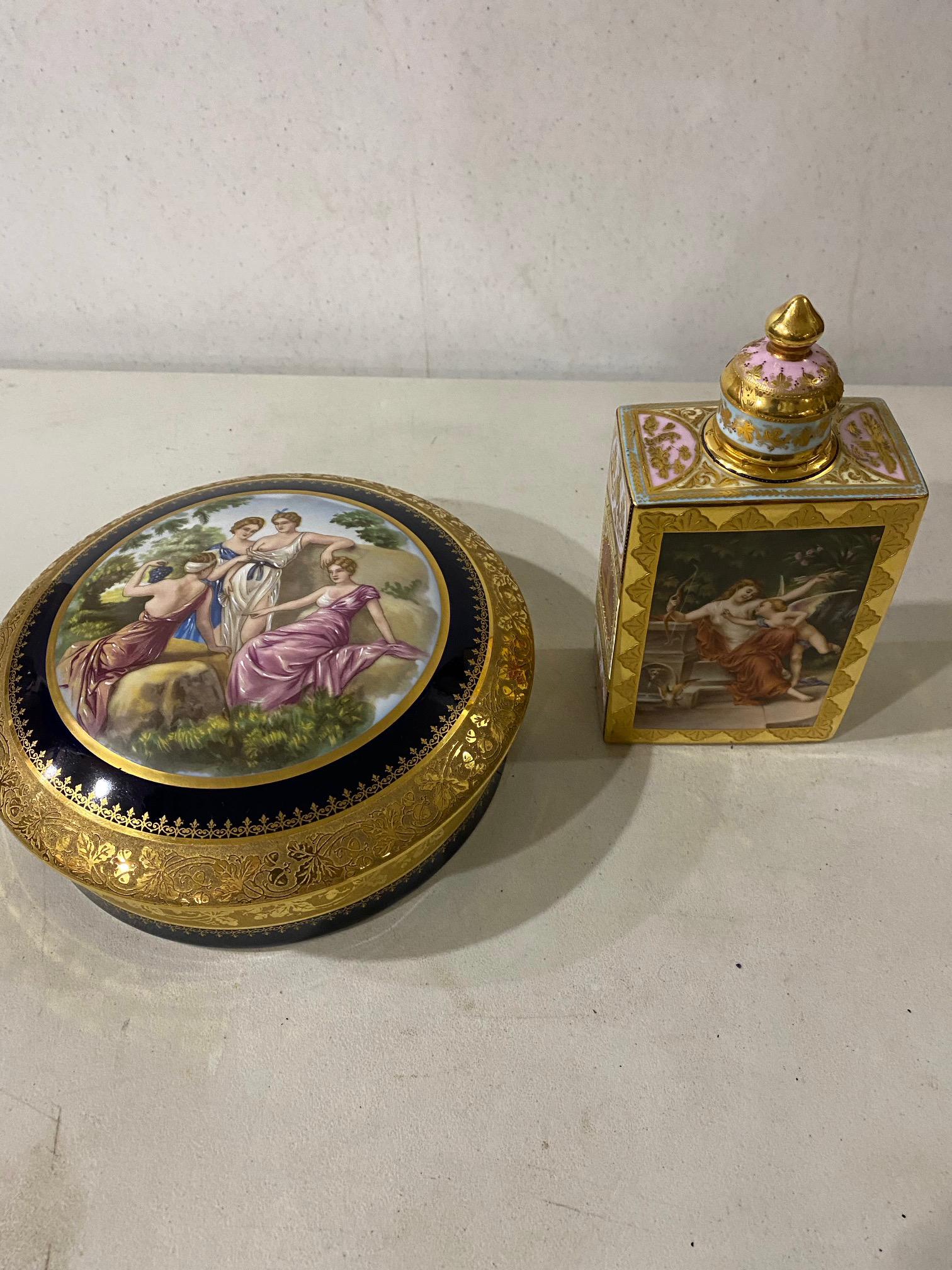 Large Limoge Perfume Bottle & Powder Box: largest Piece 8" Around