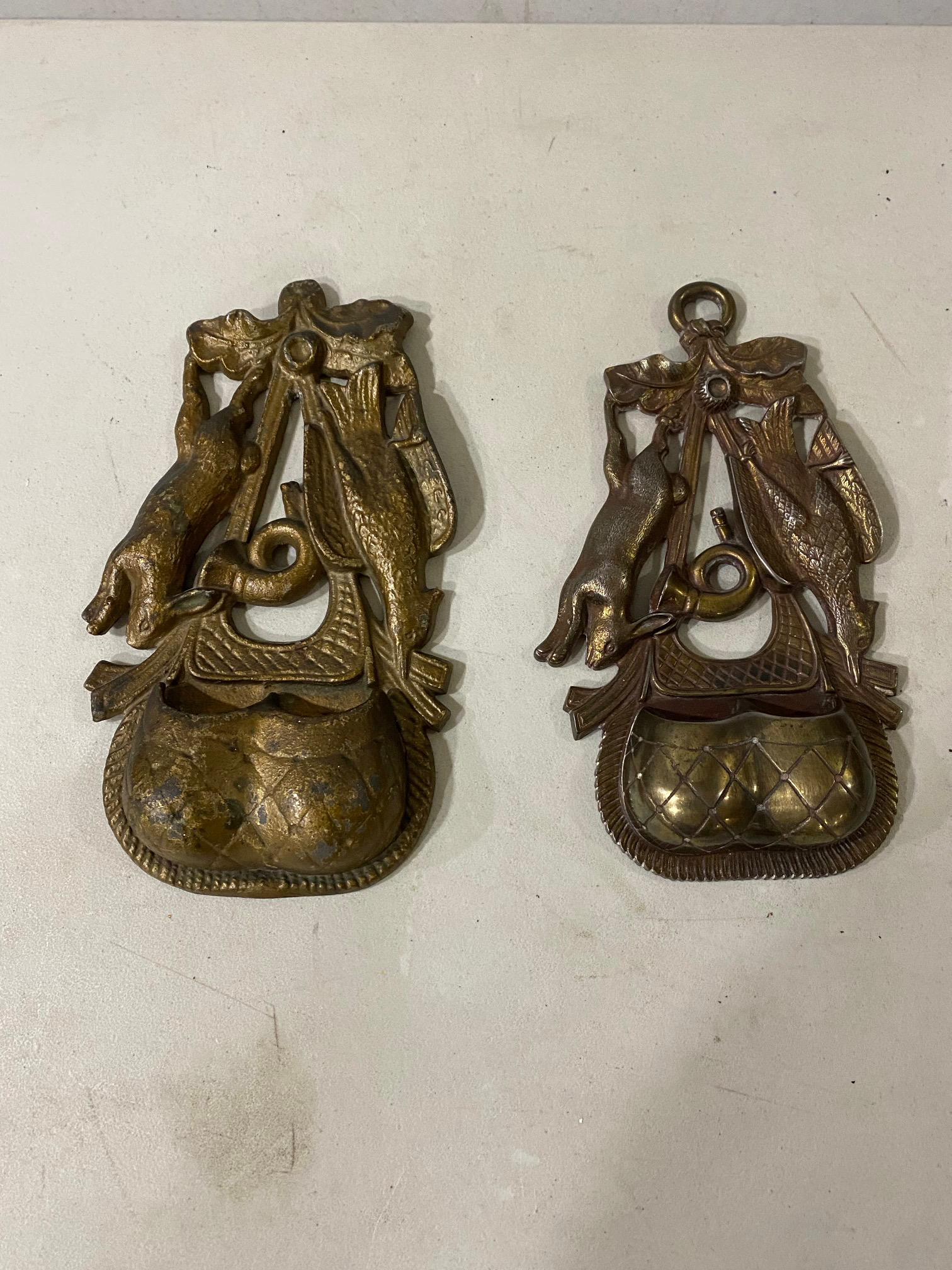 2 Early Cast Iron Match Holders: 1 Dated 1870, Largest 9" T x 5" W
