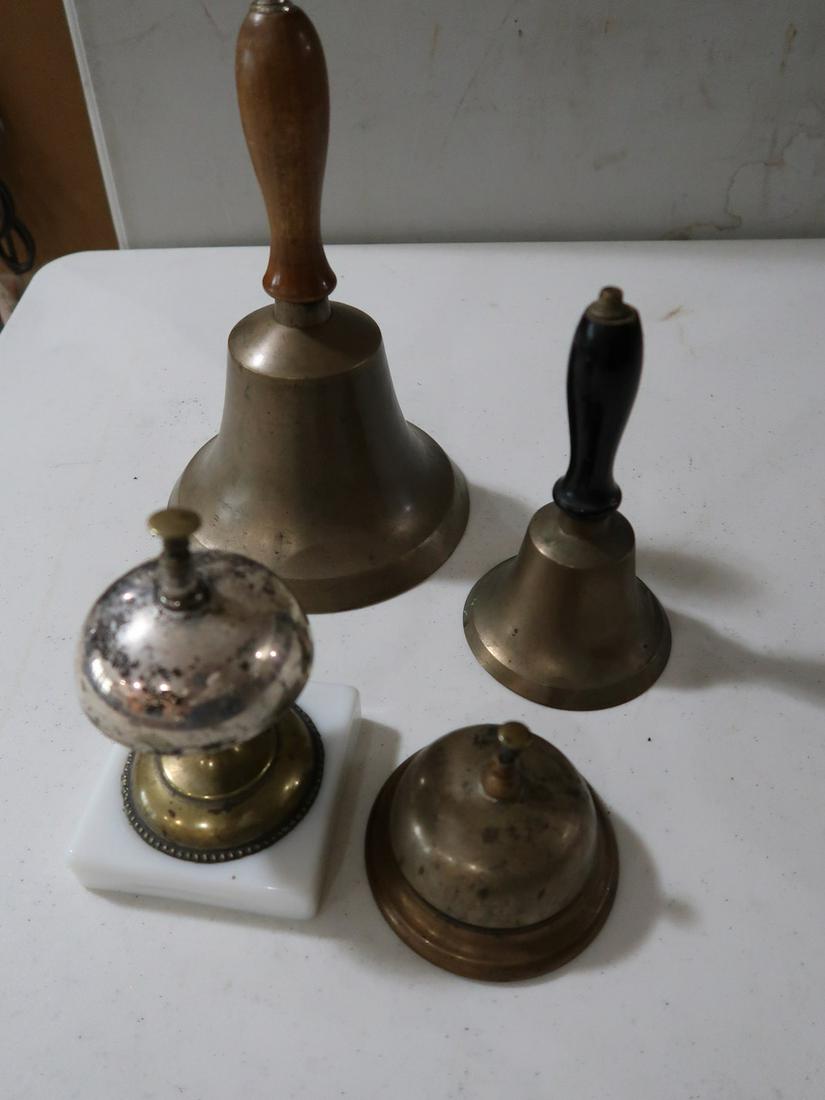 4 Early Brass Bells (2 Victorian Countertops & 2 School Bells) (1 of 3)