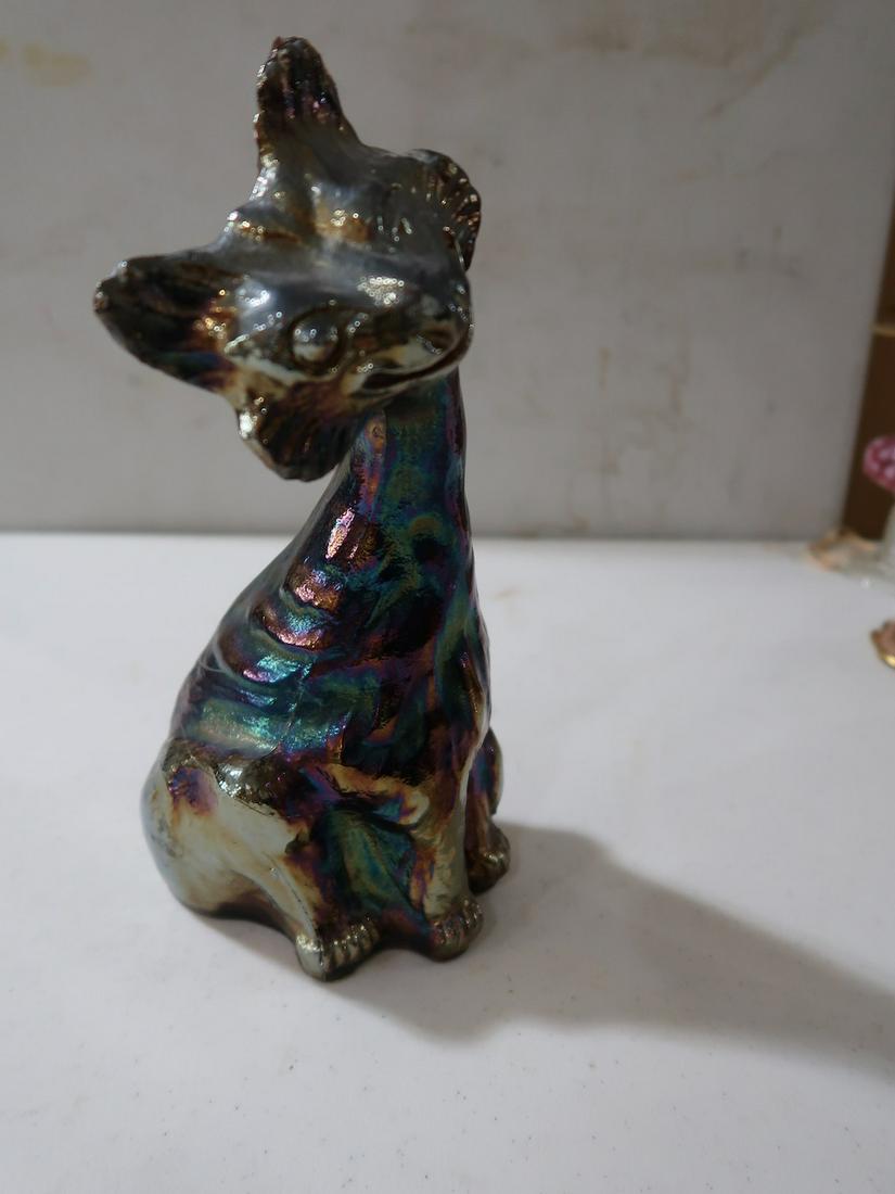 Fenton Carnival Glass Cat: 11" x 6" Base