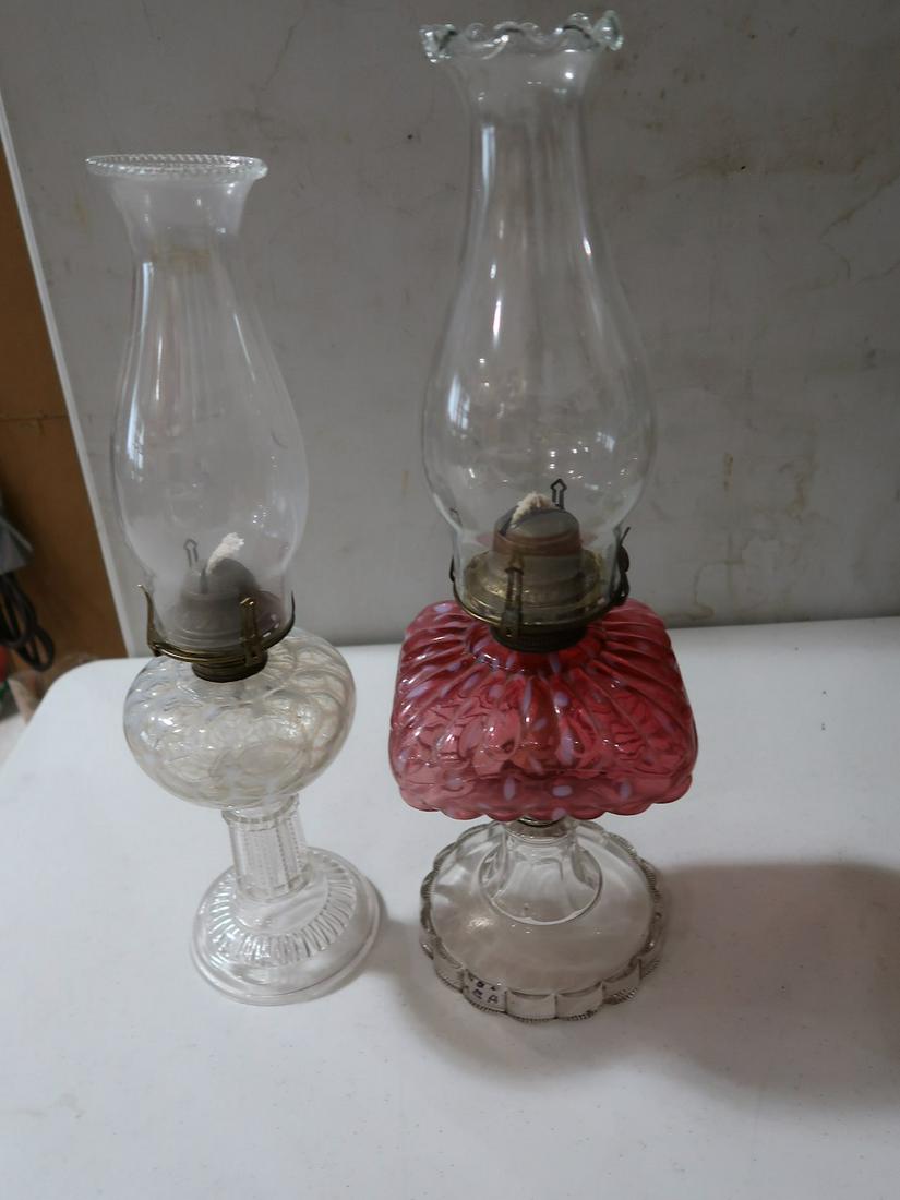 2 Colored Glass Kerosene Lamps (1 of 2)