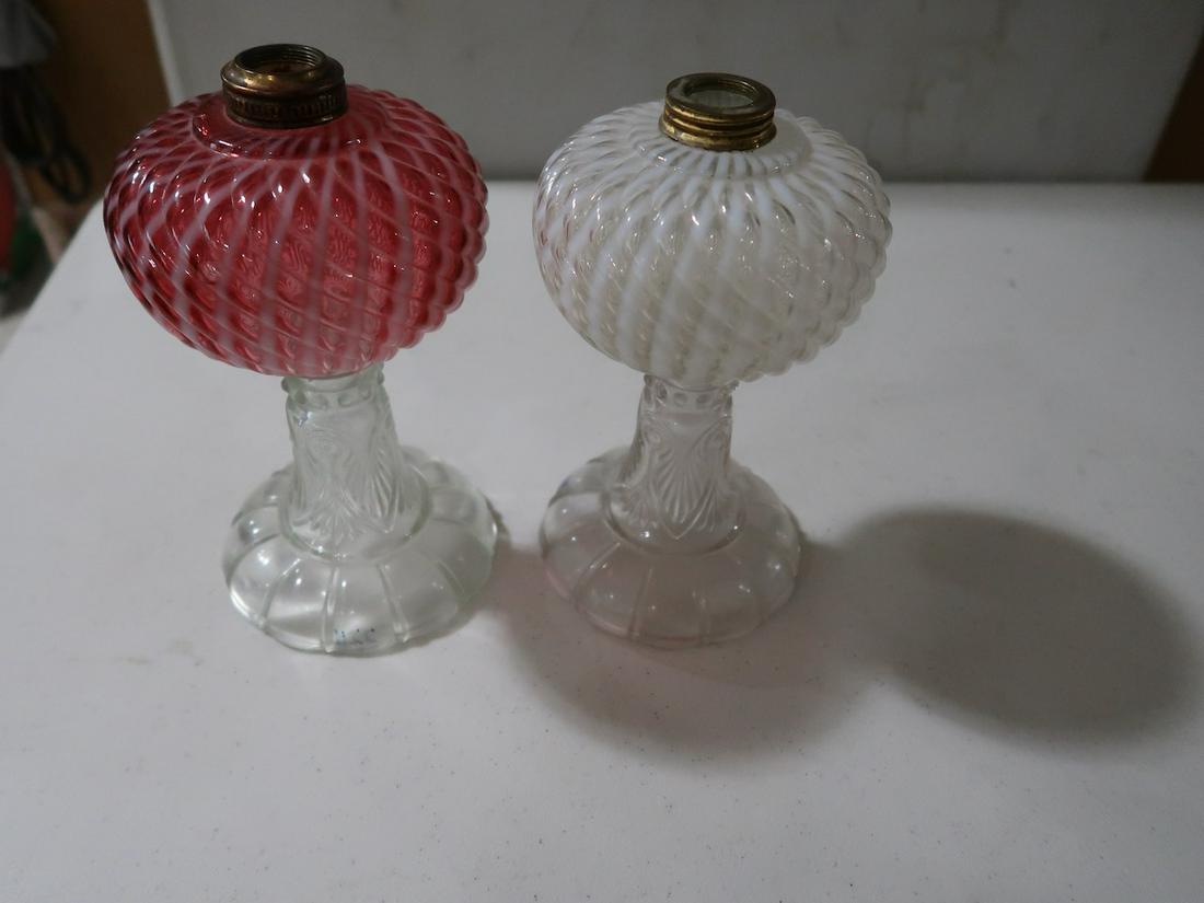2 Swirl Pattern Colored Kerosene Lamps (1 of 2)