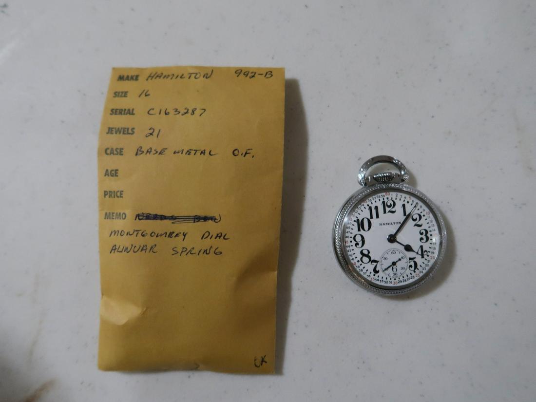Hamilton 21 Jewel Pocket Watch Montgomery Dial (992-B): 16 Size