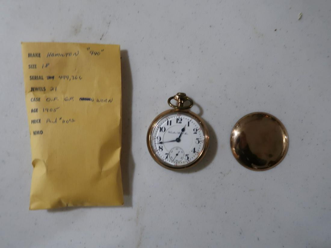 Hamilton 21 Jewel Gold Filled Pocket Watch - Age: 1905: 18 Size