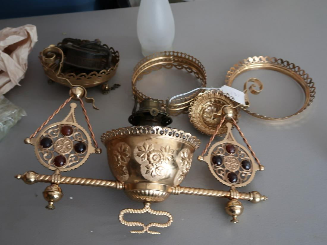 Rope Twist Jeweled Restored Hanging Lamp Frame w. Parts (1 of 3)