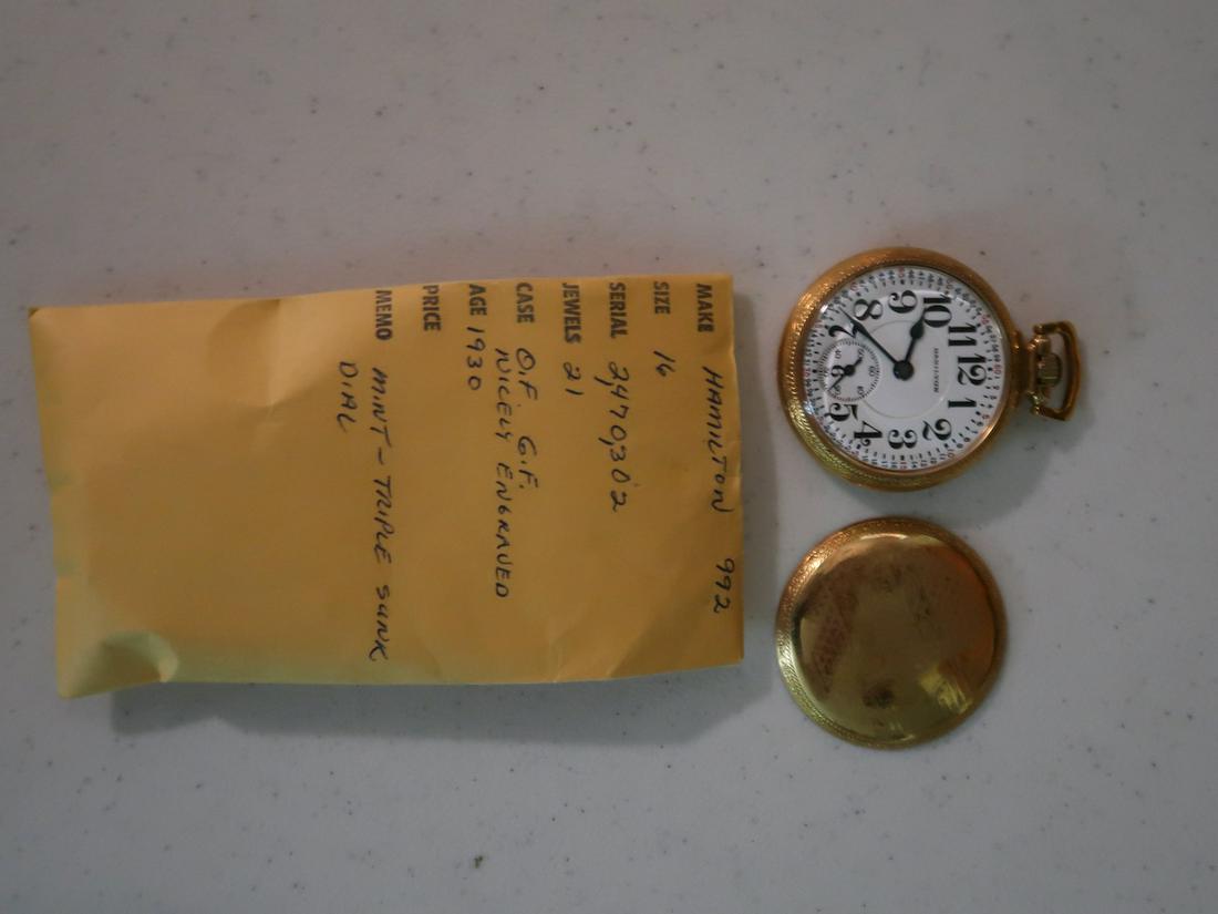 Hamilton 21 Jewel Gold Filled Pocket Watch - Age: 1930: 16 Size