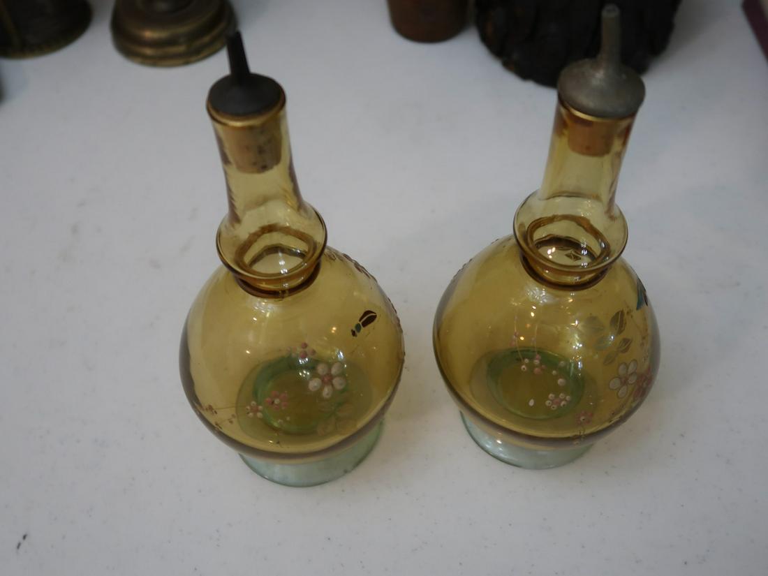 2 Early Hand Blown Barber Bottles w/ Stoppers (1 of 3)