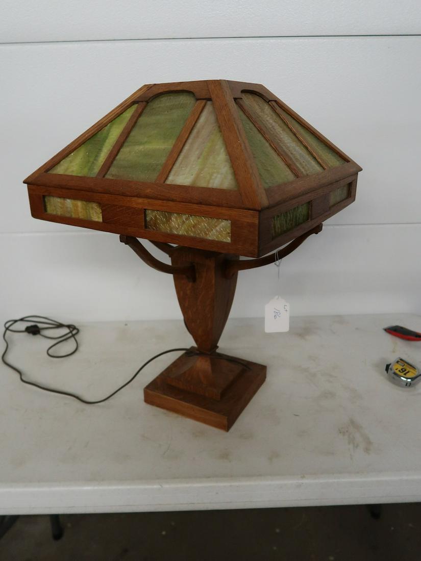 Large Mission Lamp w/Stained Glass (1 of 5)