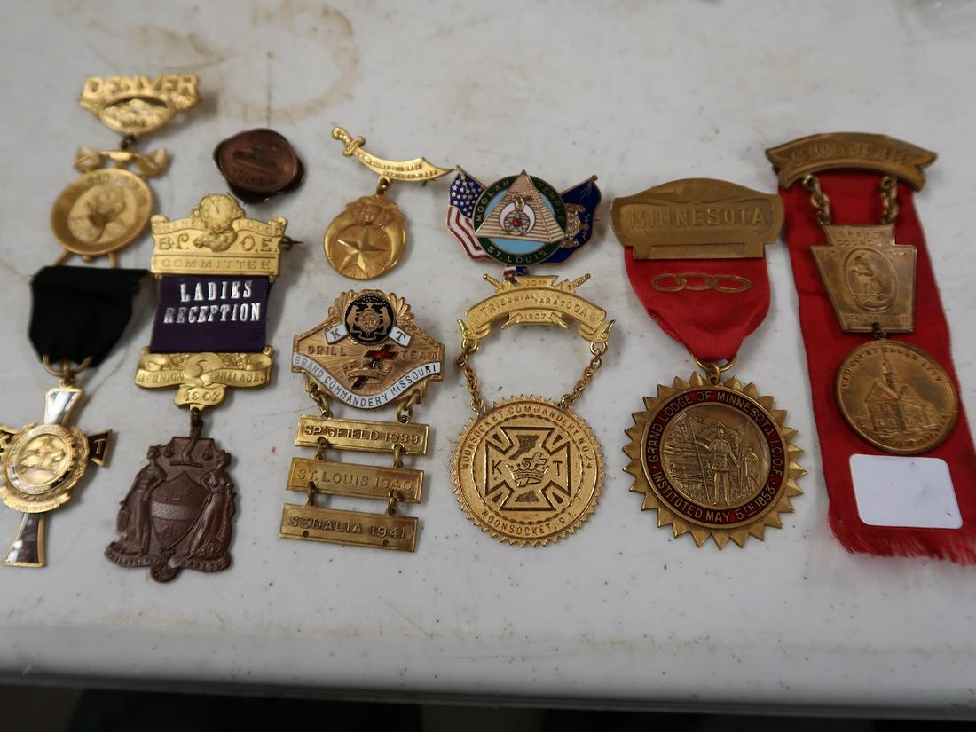 10 Badges - 3 Grand Lodge, 1 1905 Great Counsel (1 of 3)