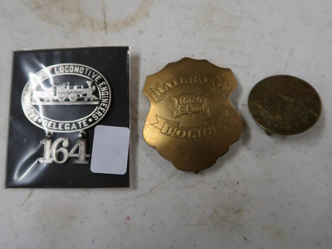 2 Railroad Badges + Tom Mix Badge (1 of 3)