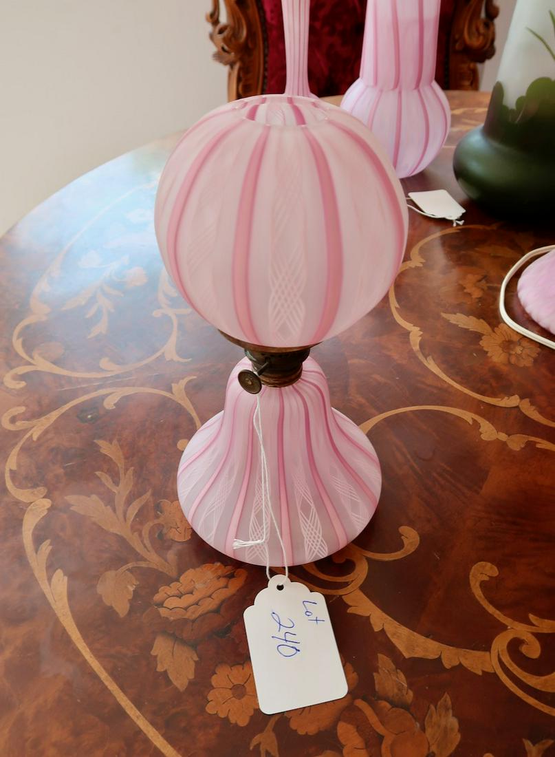 Art Glass Miniature Kerosene Lamp: 9.5" T x 4.5" Round Globe