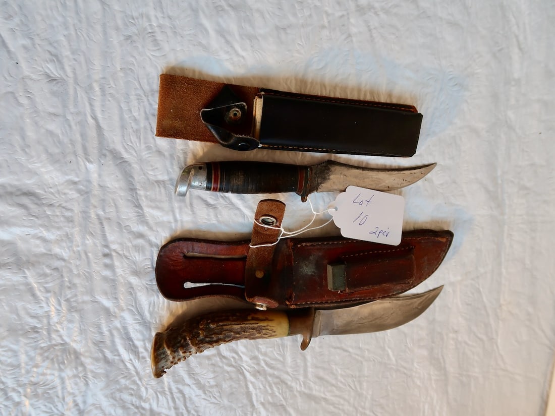 2 Early Buck Knives (1 w/ Sharpening Stone) (1 of 3)