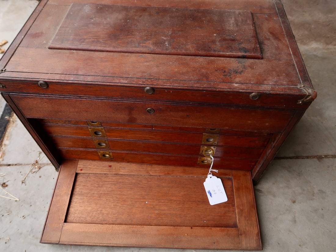 Early Wood Machinist Chest: 13.5" T x 21"W x 12" D