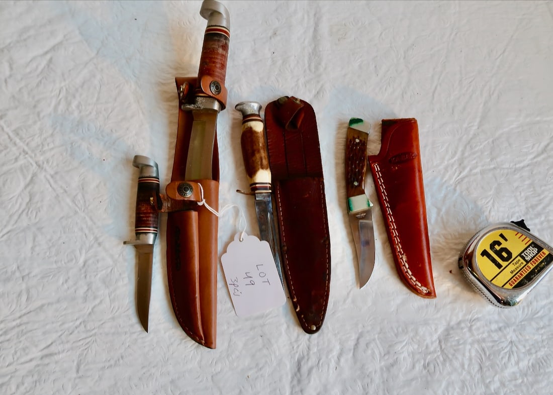 3 Buck Knives in Cases (1 Western w/ Double Knife in Sheeve) (1 of 3)
