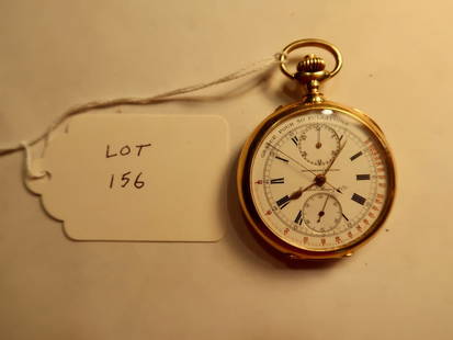 Humbert-Ramuz & Co. 18k Chronographe Medical Pocket Watch (Paris - Dated 1899): Diameter: 2.125"