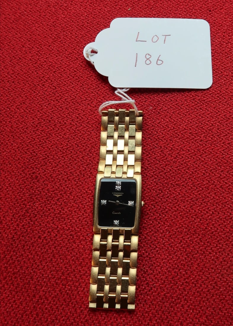 Longines Quartz Wrist Watch w/ Diamonds: Face: 1" x 1"