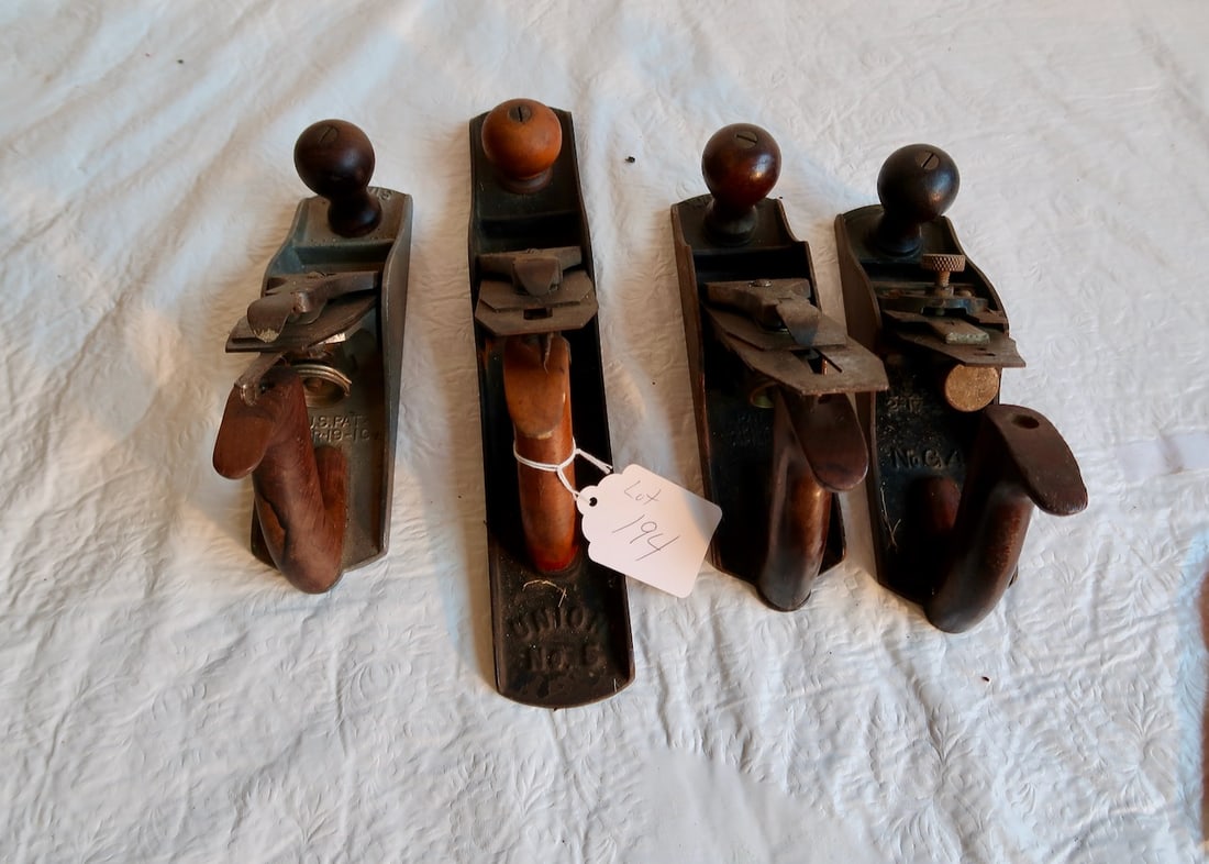 4 Early Wood Planes to include Union #5 & 2 Stanley #A4 (1 of 3)