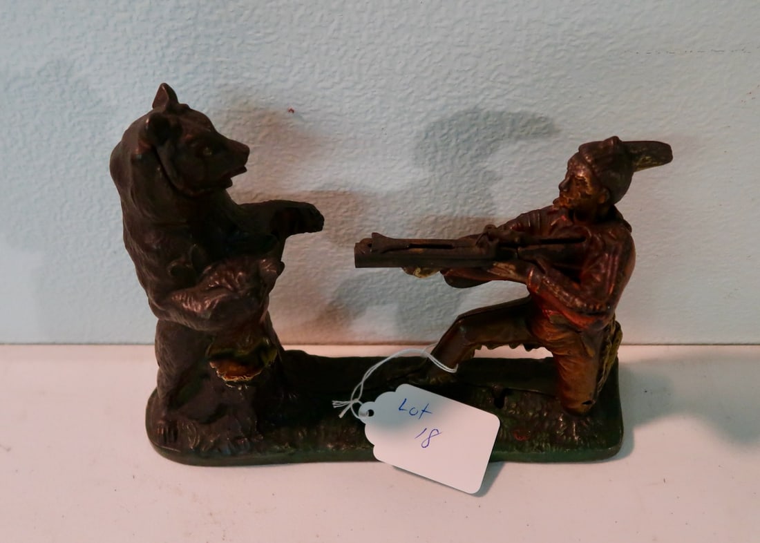 Early Indian & Bear Mechanical Cast Iron Bank (1 of 5)