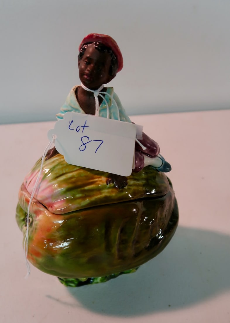 Black Americana Tobacco Jar: 9 1/2" Tall X 7" Wide X 4" Deep