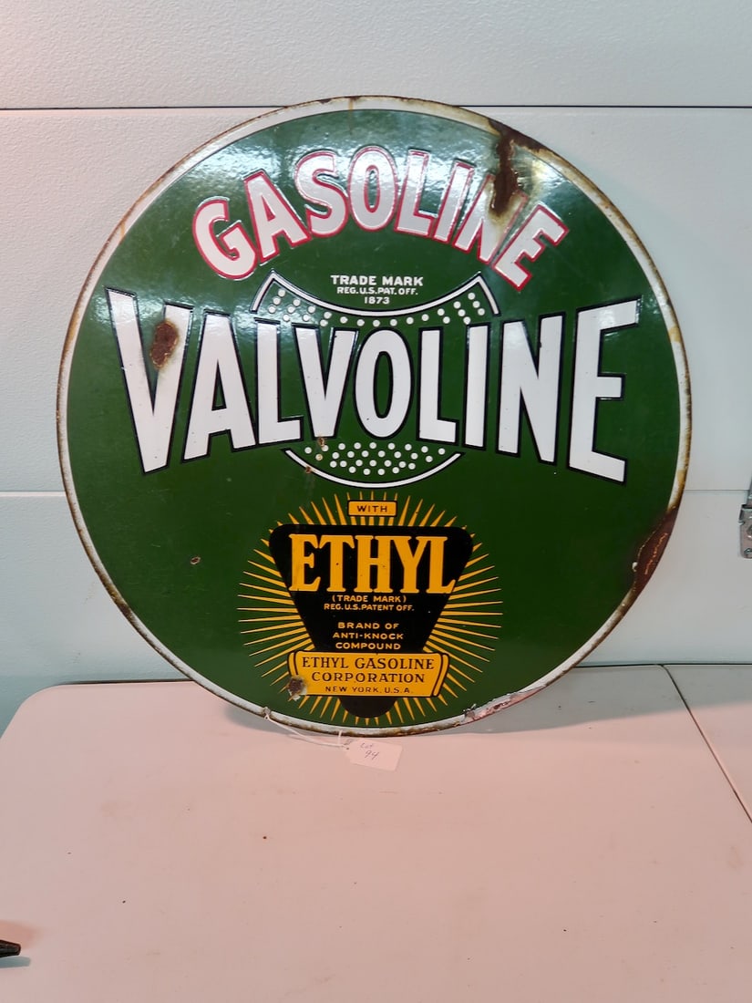 Valvoline Ethyl Gasoline Porcelain Sign (1 of 4)