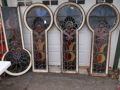 4 Matching Lolipop Stained Glass Windows: 70" T x 30" at the Round