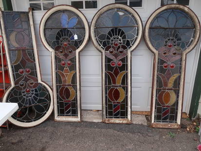 4 Matching Lolipop Stained Glass Windows: 70" T x 30" at the Round