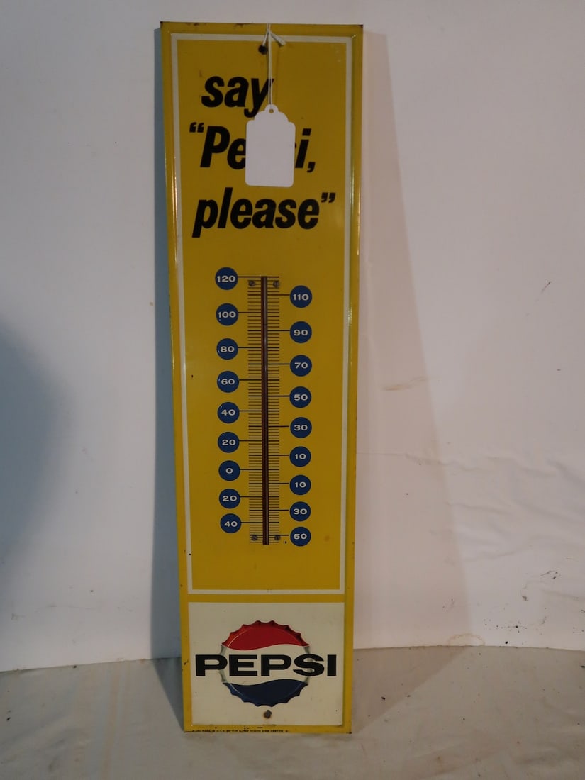 Tin Pepsi Embossed Thermometer (1 of 4)
