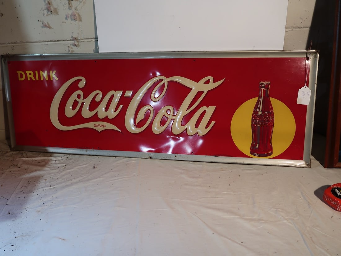 Early 1940s Coca Cola Embossed Tin Sign (1 of 5)