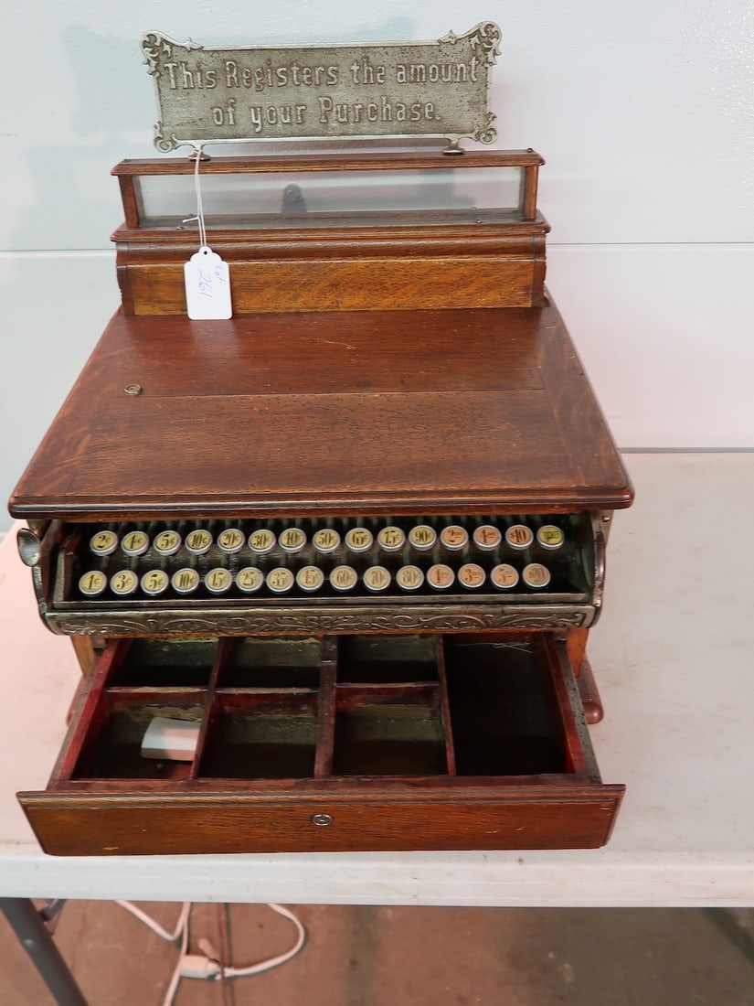 Early Oak Lash Register by Sun Manufacturing Co. with Original Marque (1 of 8)