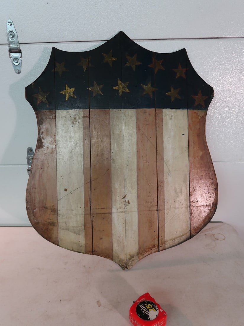 Rare 13 Star Civil War Plaque with Hand Painted with Stars (1 of 4)