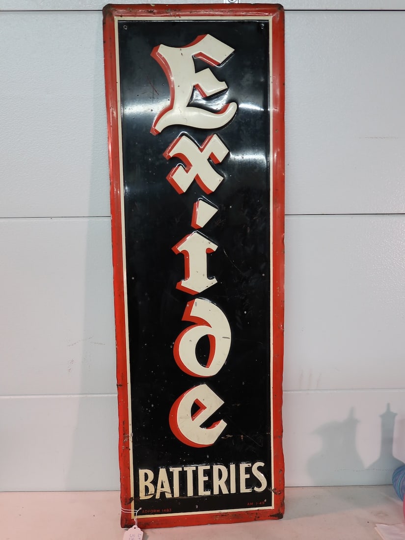 Exide ヴィンテージサイン 約120cm x 40cm Exide Battery Sign