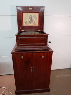 Regina 16" Double Comb Music Box on Stand: With Rebuilt Fitted Compartment Drawers that hold 26 Different Discs. The Music Box Plays Beautiful