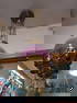 Jeweled Victorian Hall Light w/ Swirled Pink & White Opalescent Shade