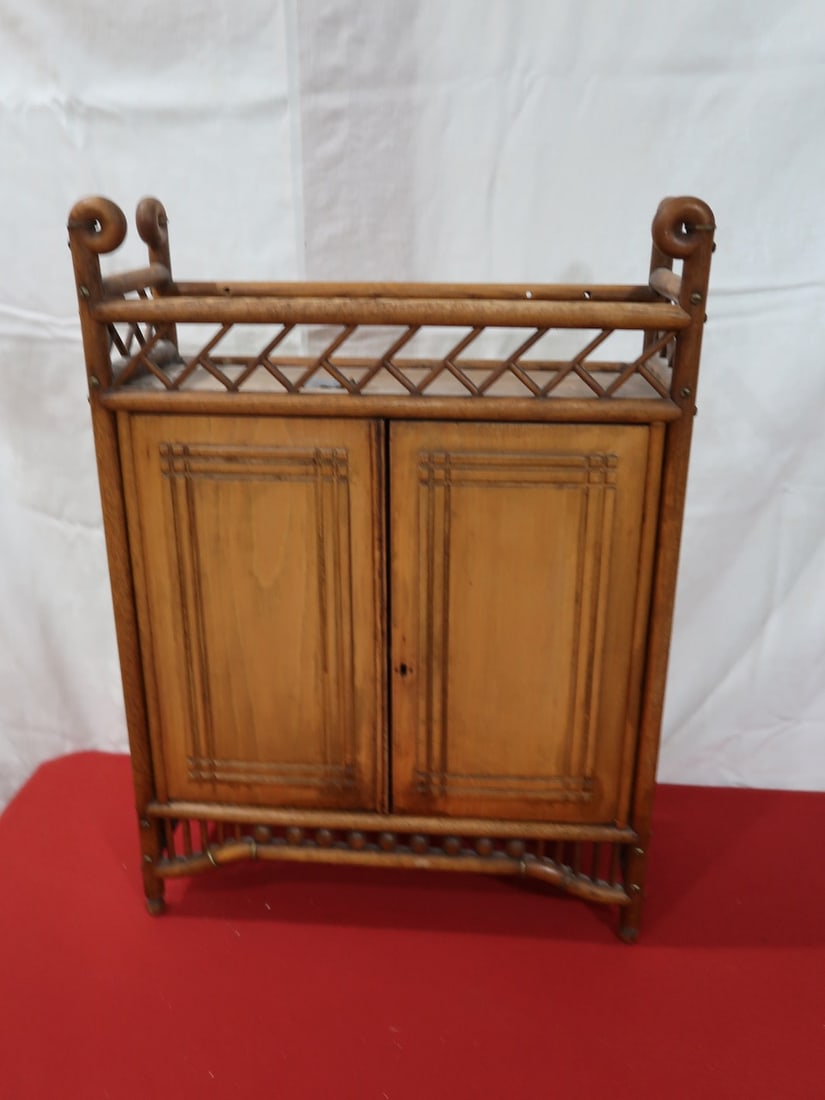 Oak Victorian Stick & Ball Medicine Cabinet: 25" T x 18" W x 7" D