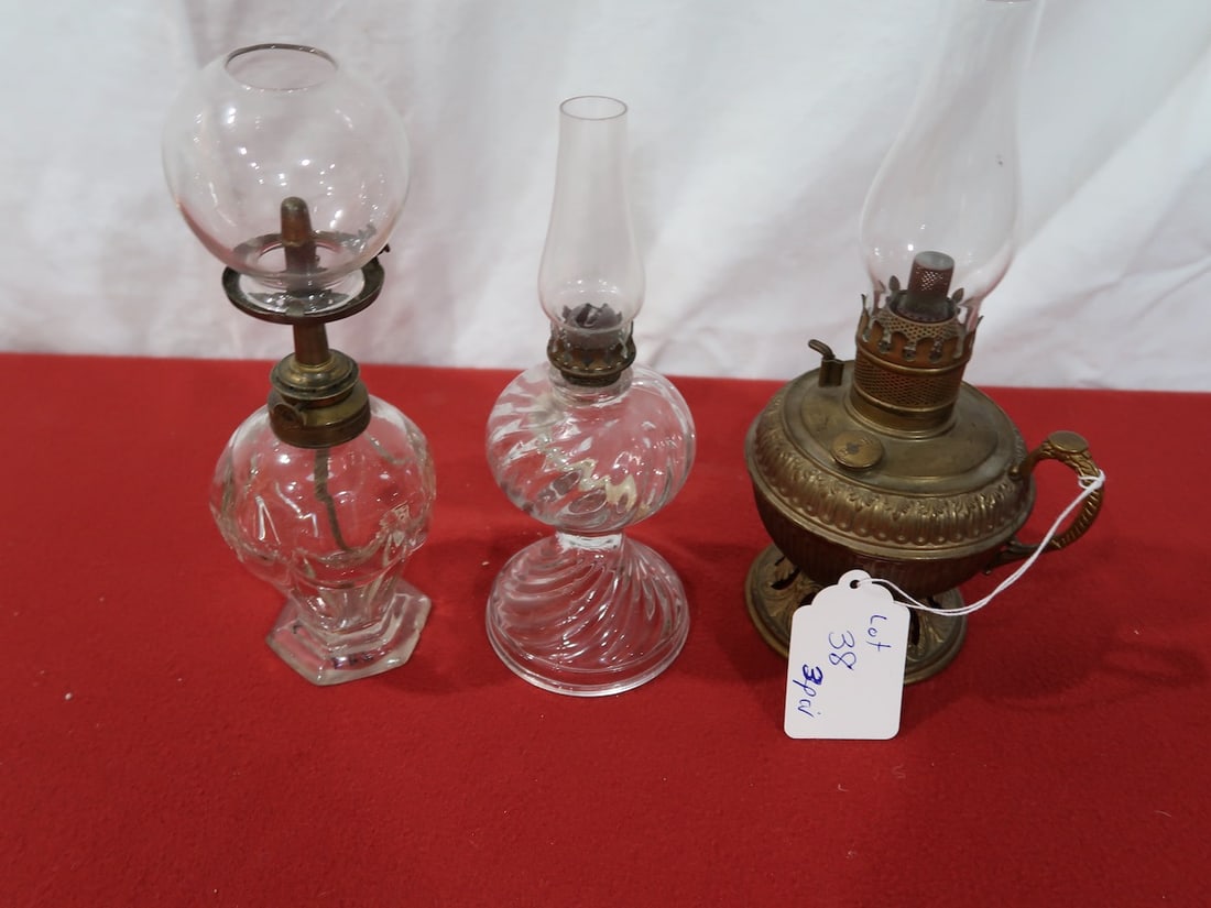 Three Miniature Kerosene Lamps (1 Bradley & Hubbard) (1 of 3)