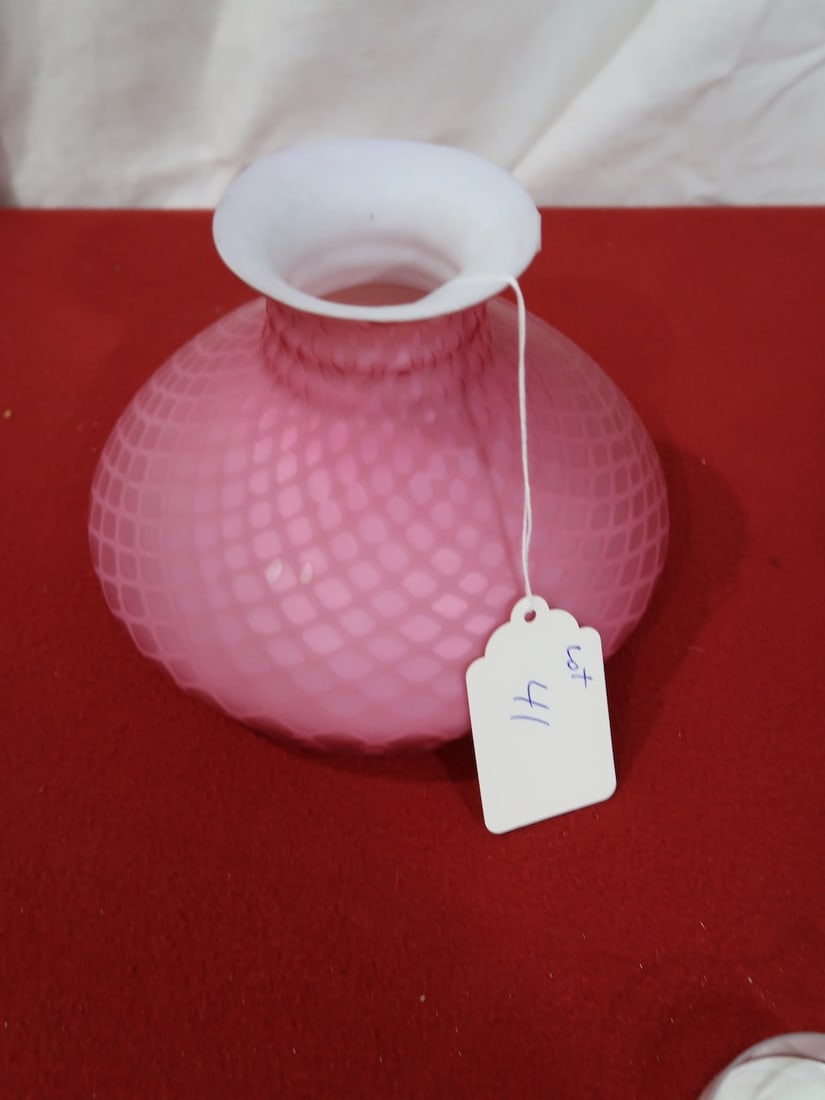 Unusual Rare Quilted Pink Student Lamp Shade (1 of 3)