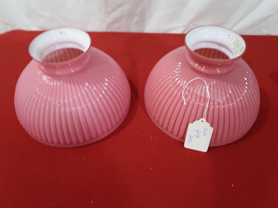 Pair of Pink Case Glass Student Lamp Shades (1 of 3)