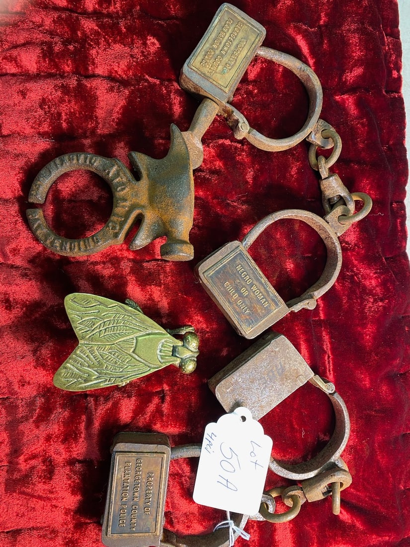 2 Pair of Hand Cuffs + Brass Beatle + Atomic Cast Iron: Various