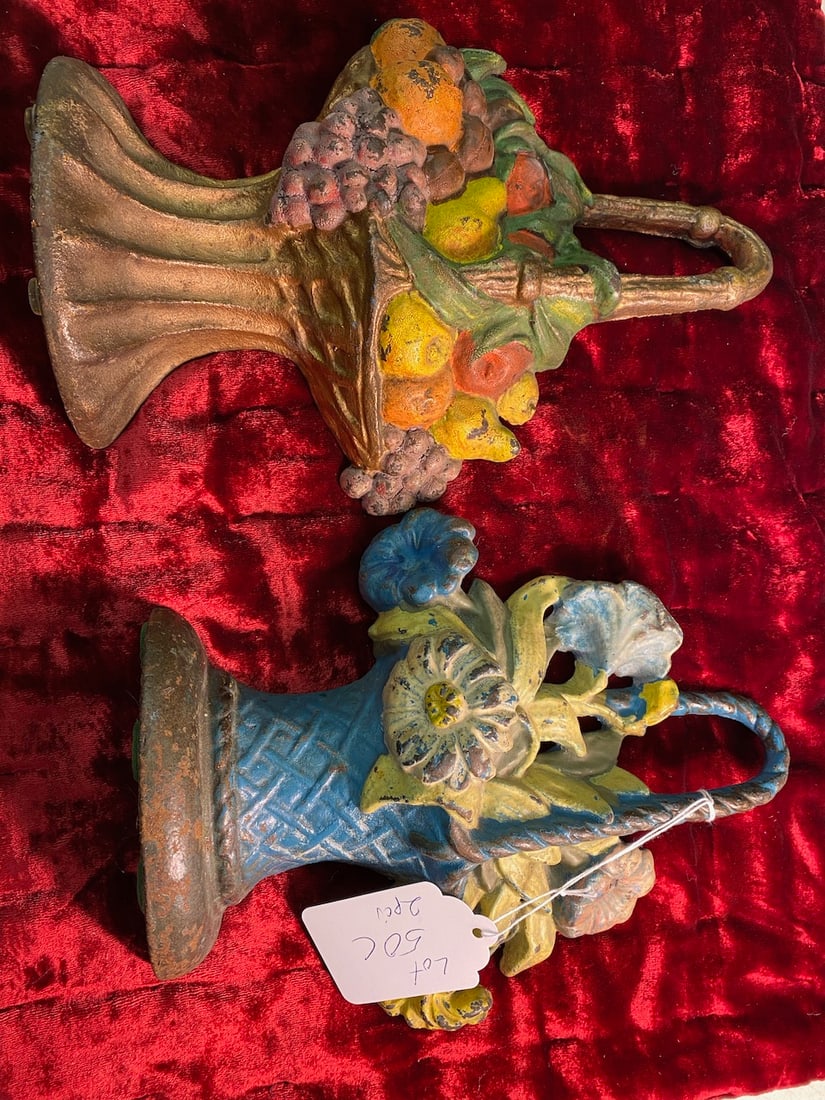 2 Large Cast Iron Door Stops + Floral Baskets (1 of 3)