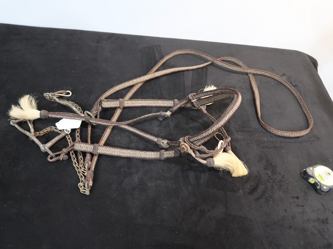 Vintage Horse Hair Woven Bridle: 7' Long