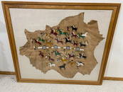 Large Framed Native American Beaded Deer Skin Art