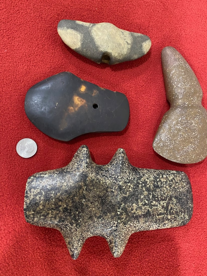 4 Large Vintage Native American Hatchet & War Club Heads (1 of 4)