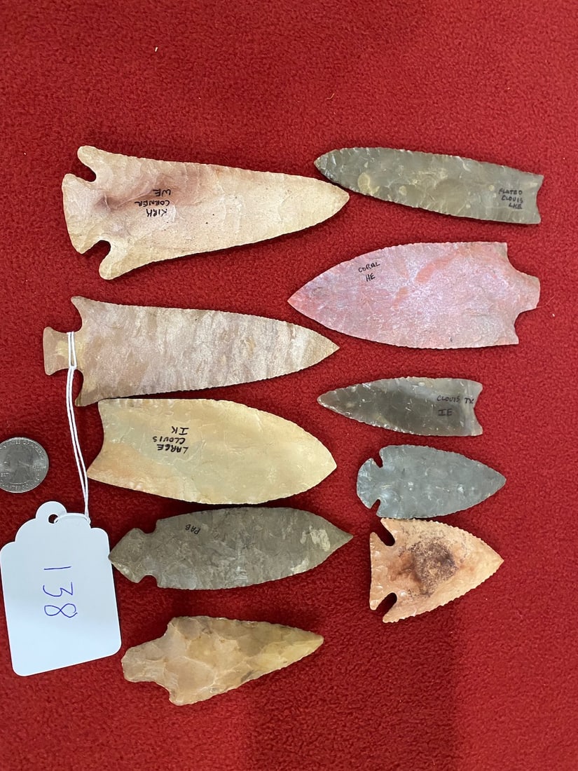 10 Large Native American Arrowheads (1 of 3)