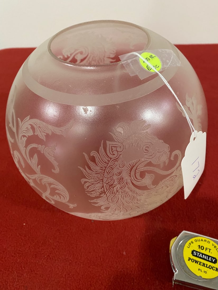 Acid Etched Griffin Globe: 8" Shade / 4" Fitter