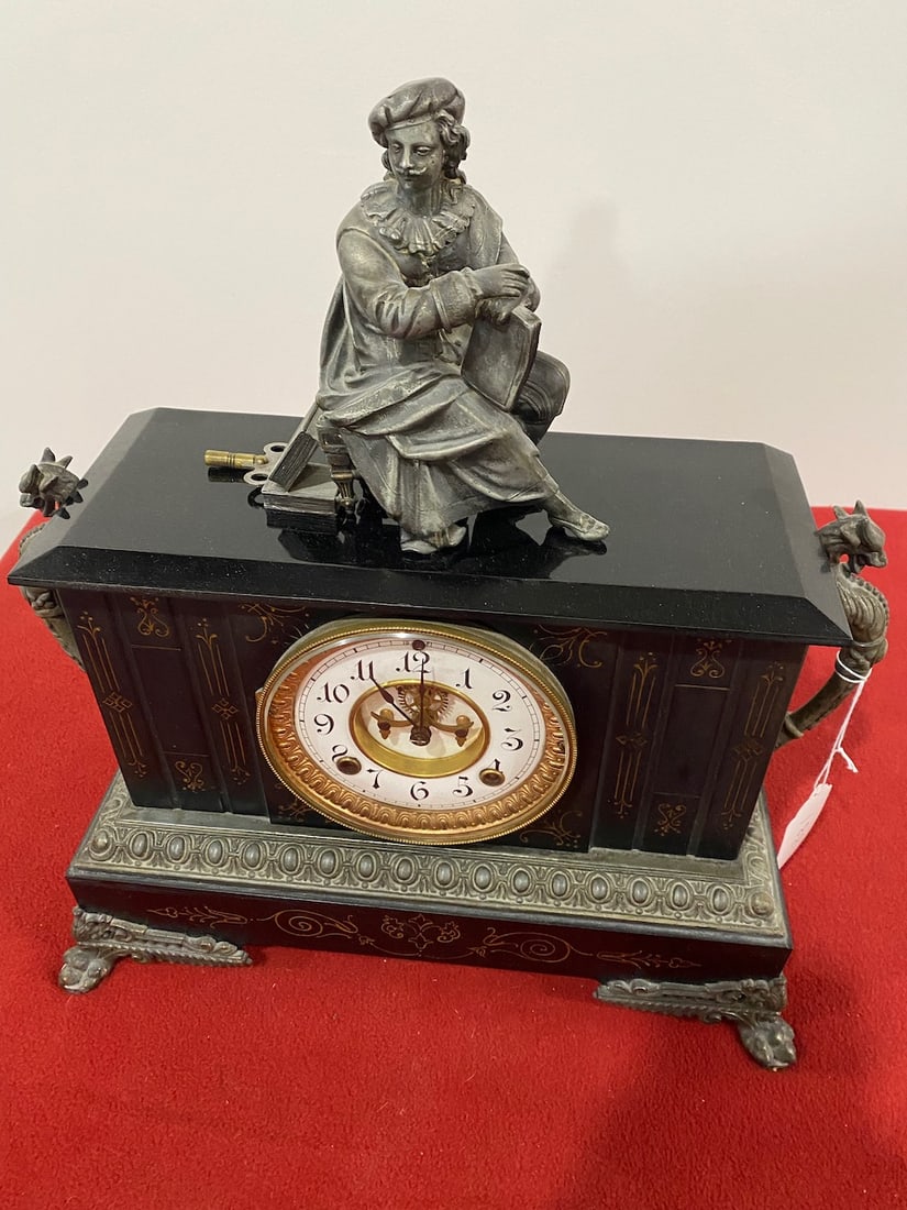 Cast Iron Ansonia Figural Mantle Clock (1 of 3)