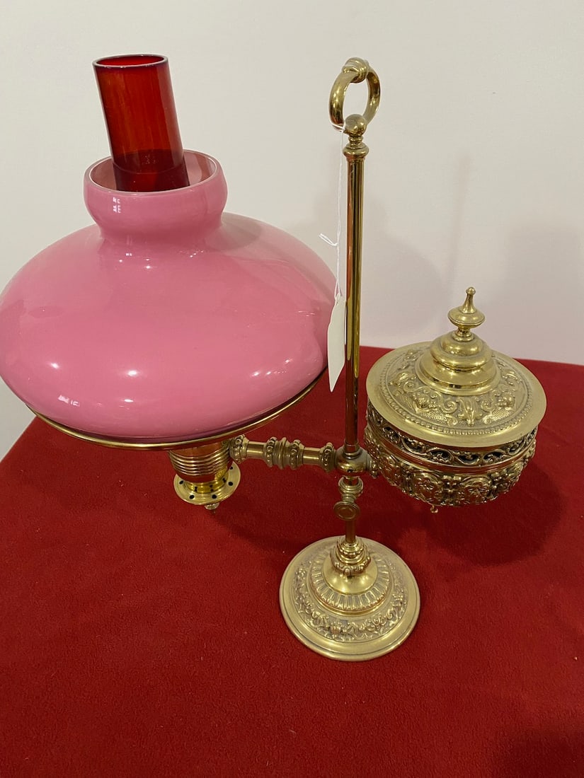 Harvard Student Lamp w/ Pink Case Glass Shade (1 of 5)